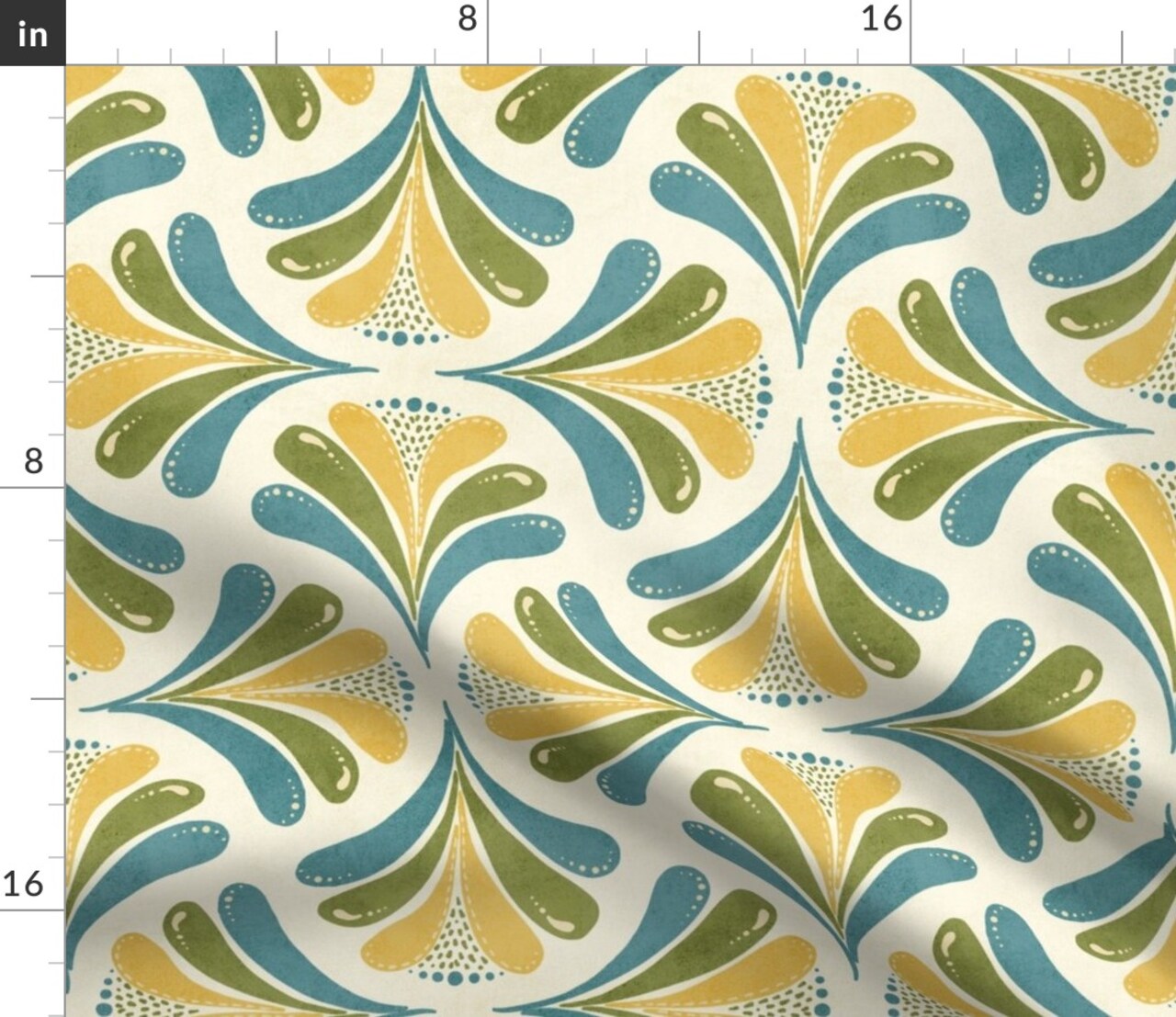 Retro Fan Scallop 70S Ogee Maximalist Splash Dots Summer Mid Century Custom Printed Fabric by Spoonflower Various Fabrics by the Yard or Fat Quarter